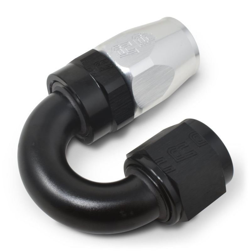 Russell Performance -10 AN Black/Silver 180 Degree Tight Radius Full Flow Swivel Hose End Fittings Russell