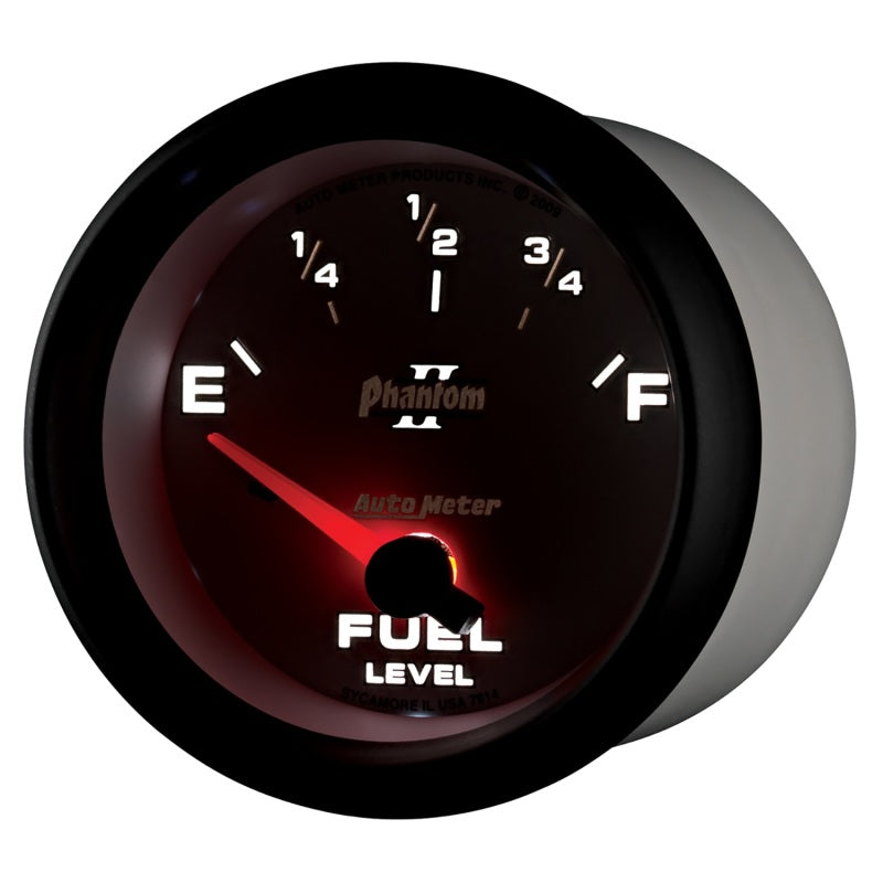 AutoMeter Gauge Fuel Level 2-5/8in. 0 Ohm(e) to 90 Ohm(f) Elec Phantom II Gauges AutoMeter