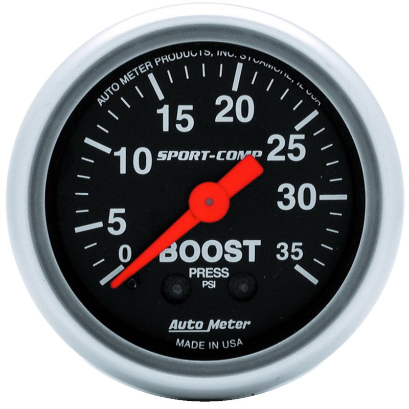 Autometer Sport-Comp 52mm 35 PSI Mechanical Boost Gauge Gauges AutoMeter