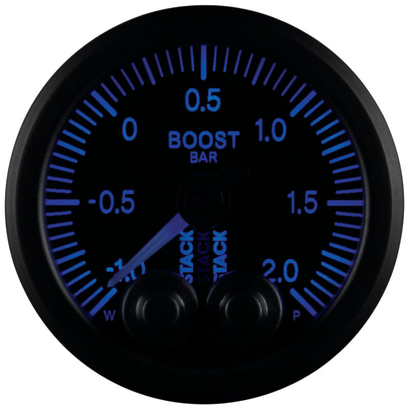 Autometer Stack 52mm -1 to +2 Bar (Incl T-Fitting) Pro-Control Boost Pressure Gauge - Black Gauges AutoMeter