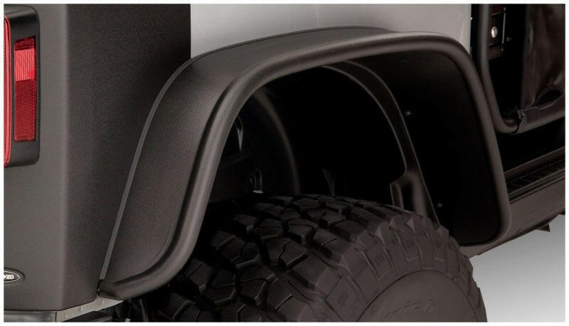 Bushwacker 07-18 Jeep Wrangler Flat Style Flares 2pc Fits 2-Door Sport Utility Only - Black Fender Flares Bushwacker
