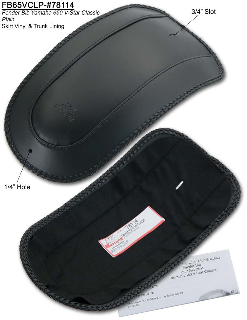 Mustang 98-11 Yamaha V-Star Classic Fender Bib - Black Fender Bibs Mustang Motorcycle