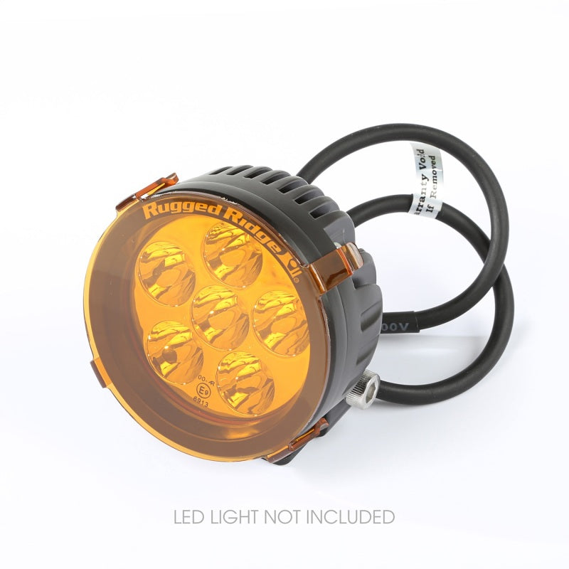 Rugged Ridge 3.5in LED Light Cover Round Amber Light Bars & Cubes Rugged Ridge