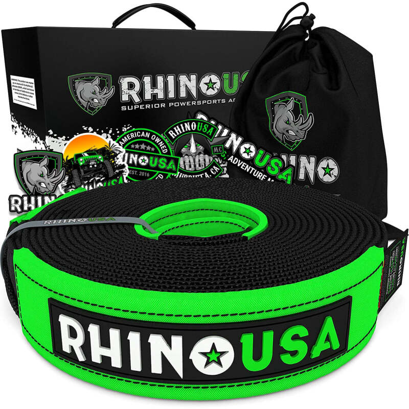 Rhino USA Recovery Tow Strap 2Inx20Ft (Black) Tow Straps Rhino USA