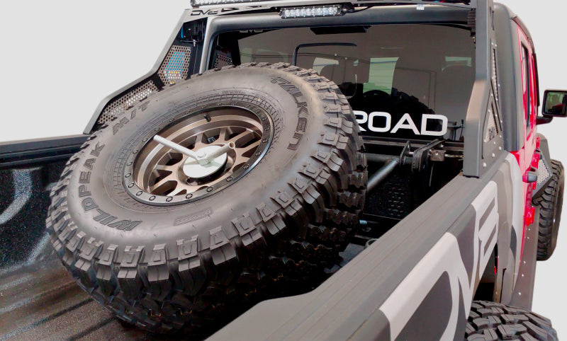 DV8 Offroad 2019+ Jeep Gladiator In-Bed Adjustable Tire Carrier Chase Racks DV8 Offroad