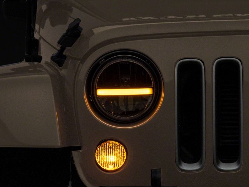 Raxiom 97-18 Jeep Wrangler TJ & JK Axial 7-In LED Headlights w/ DRL - Black Housing (Clear Lens) Headlights Raxiom