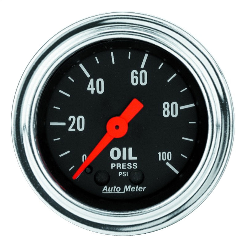 Autometer Traditional Chrome 2-1/16in 100 PSI Mechanical Oil Pressure Gauge Gauges AutoMeter