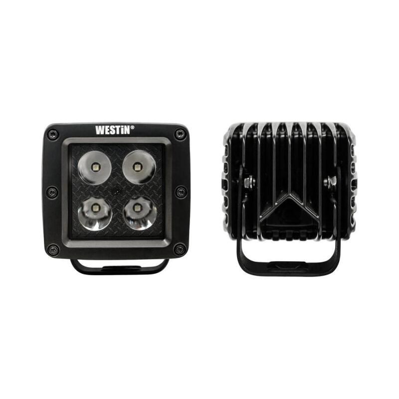 Westin HyperQ LED Auxiliary Lights 3in x 3in cube 20w Flood - Black Light Bars & Cubes Westin