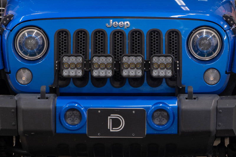 Diode Dynamics Jeep JK SS5 4-Pod CrossLink Grille Lightbar Kit Sport - White Combo Light Bars & Cubes Diode Dynamics