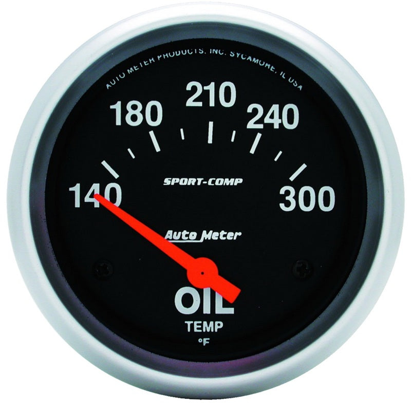 Autometer Sport-Comp 2 5/8in 140-300 Deg F Short Sweep Electronic Oil Temperature Gauge Gauges AutoMeter
