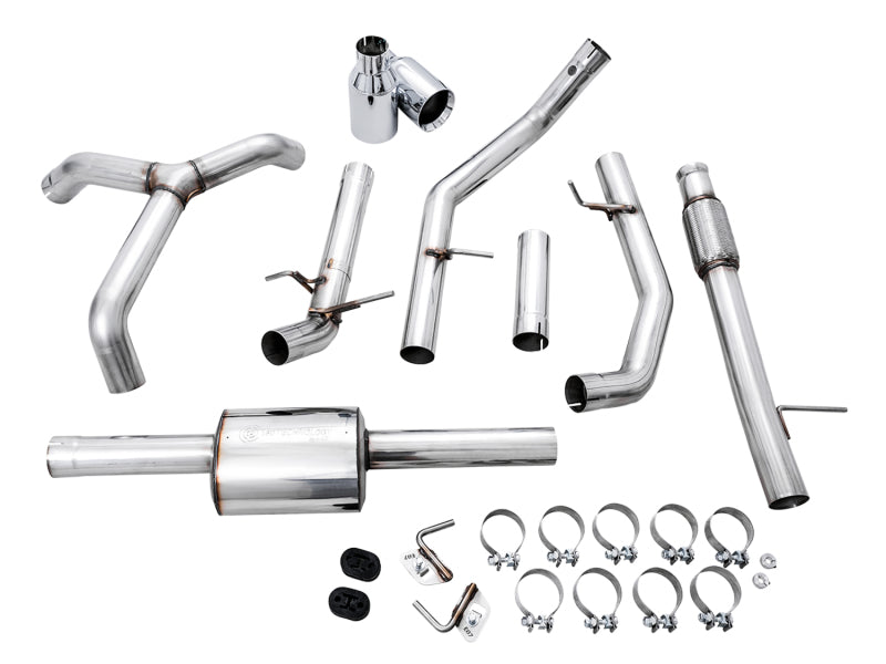 AWE Tuning 4th Gen GM 1500 5.3L 0FG Cat-Back Split Rear Exit (Flat Bumper) - Quad Chrome Tips Catback AWE Tuning
