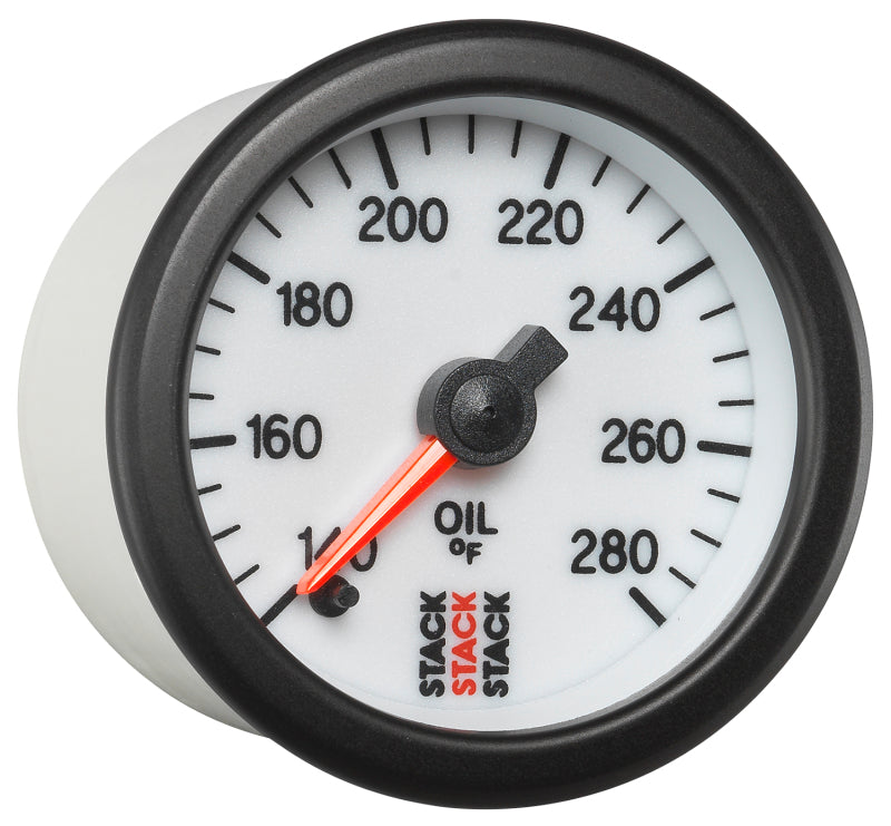 Autometer Stack 52mm 140-280 Deg F 1/8in NPTF Male Pro Stepper Motor Oil Temp Gauge - White Gauges AutoMeter
