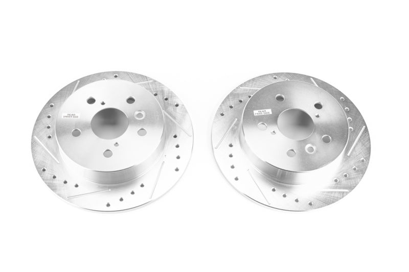 Power Stop 18-19 Toyota Camry Rear Evolution Drilled & Slotted Rotors - Pair Brake Rotors - Slot & Drilled PowerStop