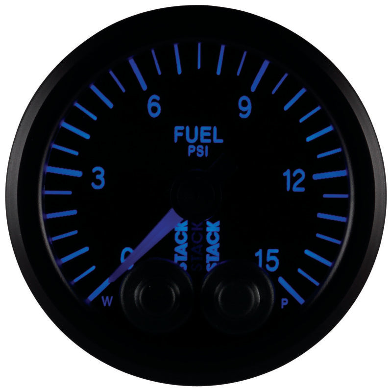 Autometer Stack 52mm 0-15 PSI 1/8in NPTF Male Pro-Control Fuel Pressure Gauge - Black Gauges AutoMeter