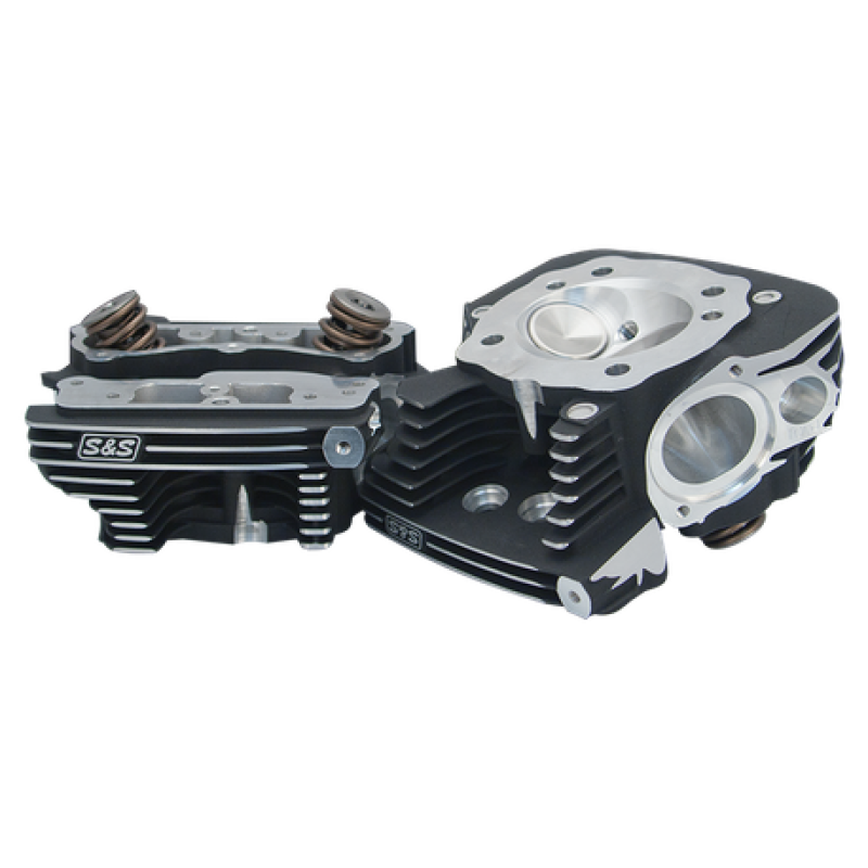S&S Cycle 99-13 BT CNC Ported B2 Cylinder Head Kit - Black Wrinkle Heads S&S Cycle