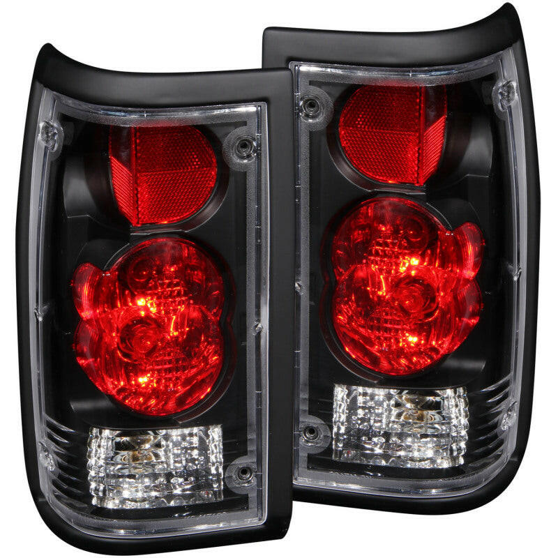 ANZO 1986-1993 Mazda B2000 Taillights Black Tail Lights ANZO