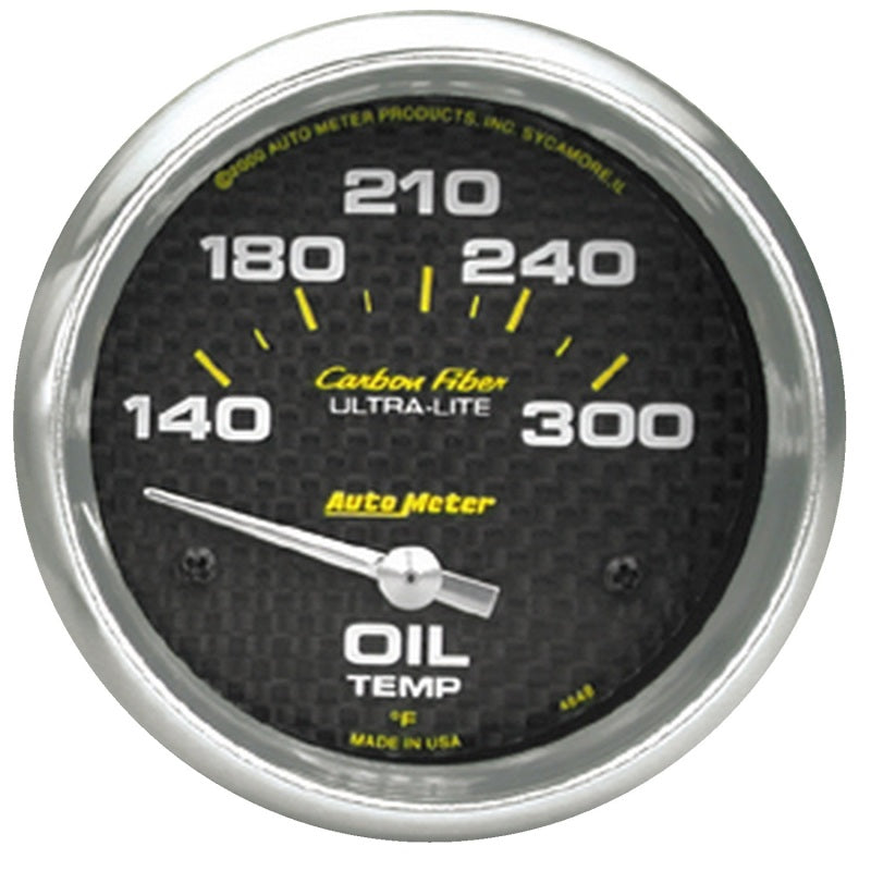 Autometer Carbon Fiber Oil Temp 66.7mm 2 5/8in Short Sweep Electronic 300 Deg F Temperature Gauge Gauges AutoMeter
