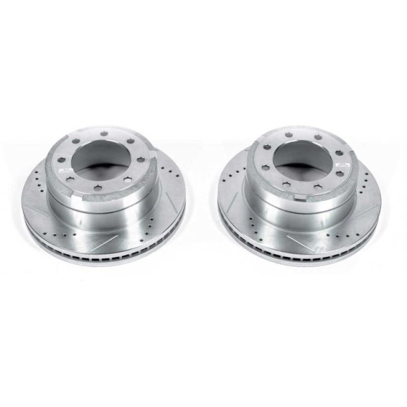 Power Stop 13-22 Ford F-350 Super Duty Rear Drilled & Slotted Rotor - Pair Brake Rotors - Slot & Drilled PowerStop