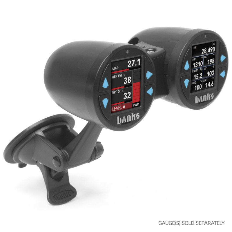 Banks Power Dual Gauge Pod Suction Mount For iDash 1.8 And 52mm Gauges Gauge Pods Banks Power