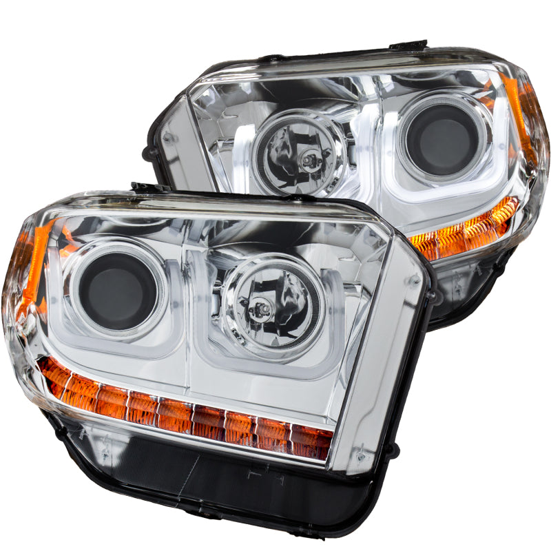 ANZO 2014-2016 Toyota Tundra Projector Headlights w/ U-Bar Chrome Headlights ANZO