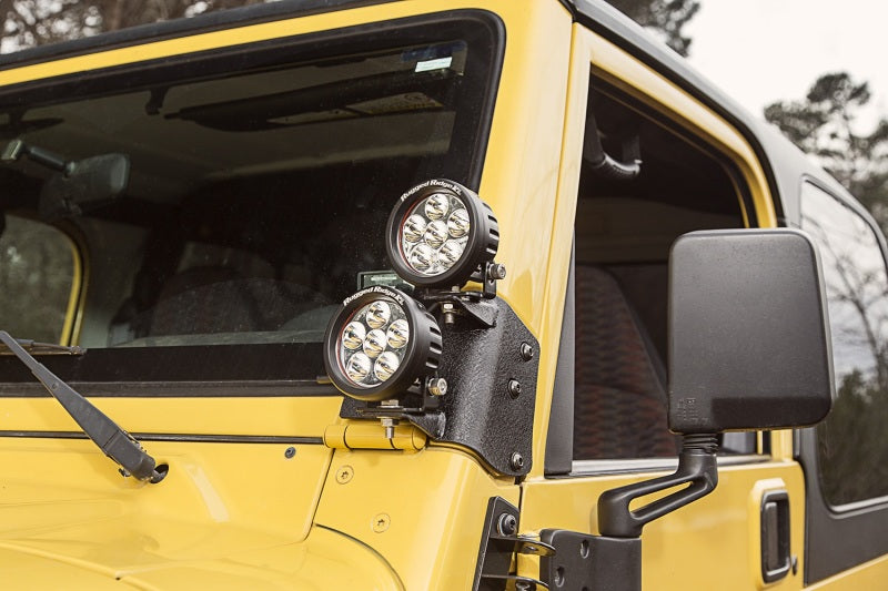 Rugged Ridge 97-06 Jeep Wrangler TJ/LJ 3.5in Round Dual A-Pillar LED Kit Light Bars & Cubes Rugged Ridge