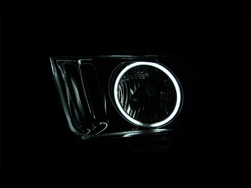ANZO 2005-2009 Ford Mustang Crystal Headlights w/ Halo Black (CCFL) Headlights ANZO