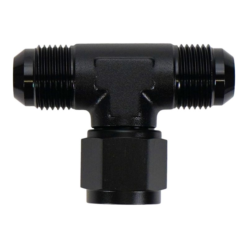 DeatschWerks 10AN Male Flare to Female Flare Swivel Tee on 90 Fittings DeatschWerks