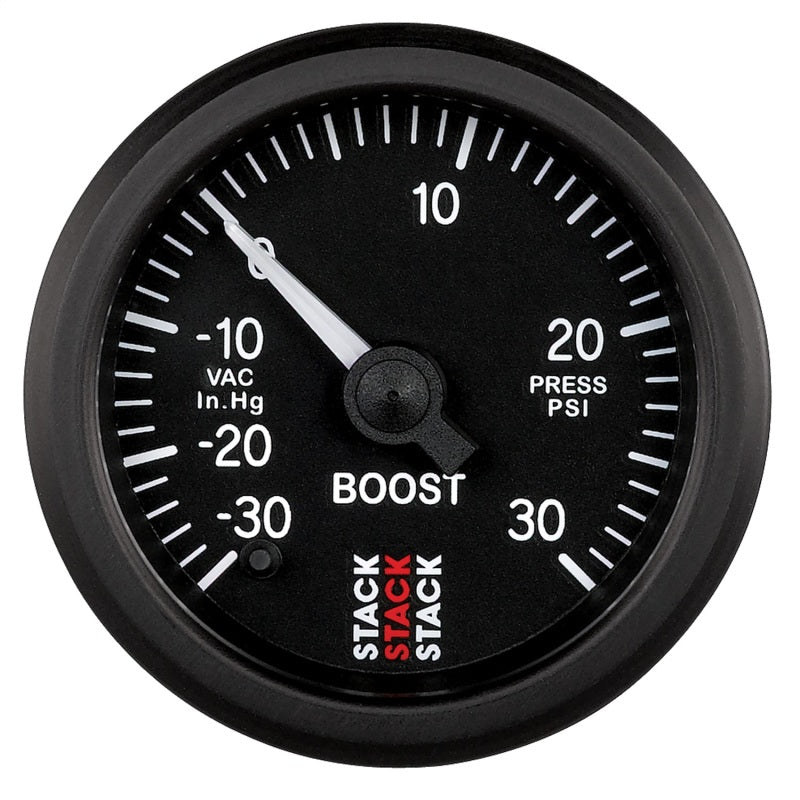 Autometer Stack 52mm -30INHG to +30 PSI (Incl T-Fitting) Pro Stepper Motor Boost Press Gauge - Black Gauges AutoMeter