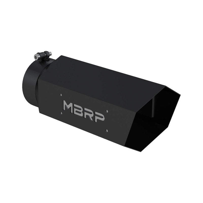 MBRP Universal Hex Tip 5in Inlet 16in Length w/ Logo - Black Coated Tips MBRP