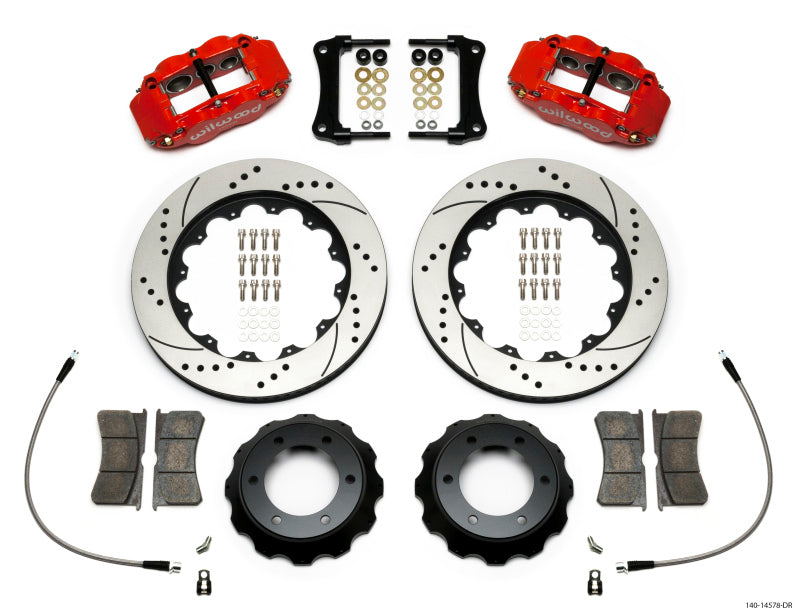 Wilwood Narrow Superlite Red 6R Front Kit 14in Drilled Rotor w/ Lines 05-15 Toyota Tacoma Big Brake Kits Wilwood