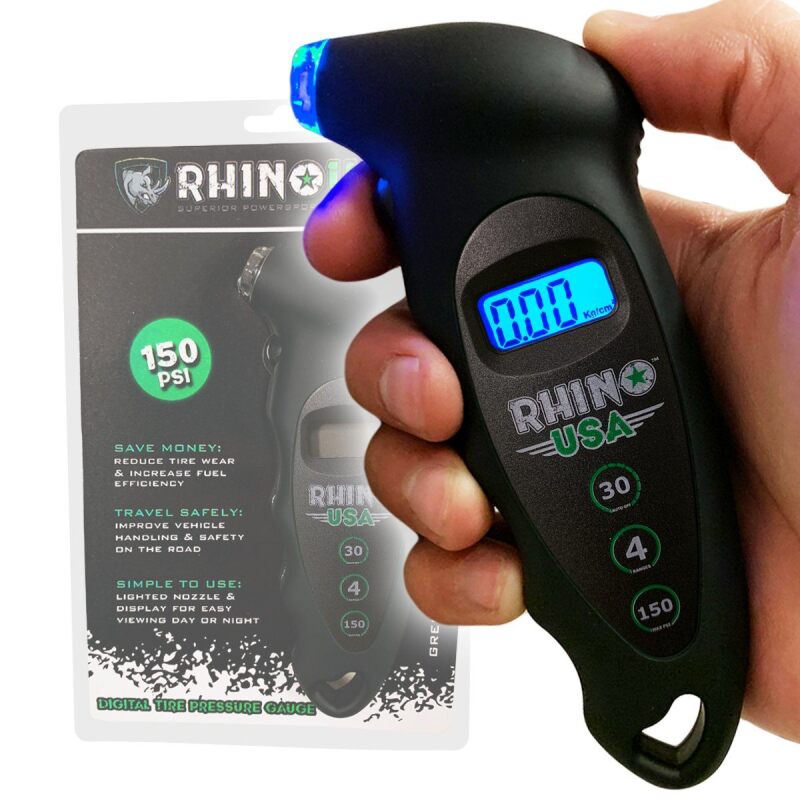 Rhino USA Digital Tire Pressure Gauge 150 Psi (Black) Gauges Rhino USA