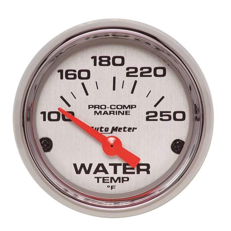Autometer Marine Chrome Ultra-Lite 2-1/16in 100-250 Degrees Electric Water Temperature Gauge Gauges AutoMeter