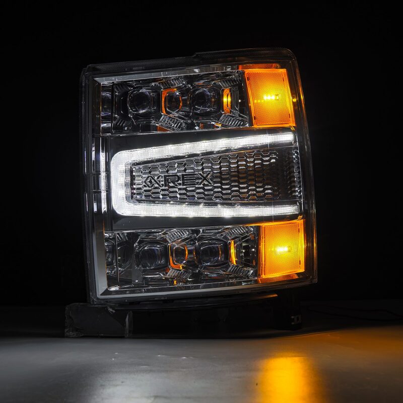 AlphaRex 04-15 Chevy 1500HD NOVA-Series LED Proj Headlights Chrome w/Activ Light/Seq Signal & SB DRL Headlights AlphaRex