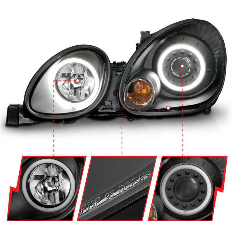 ANZO 1998-2005 Lexus Gs300 Projector Headlights w/ Halo Black Headlights ANZO