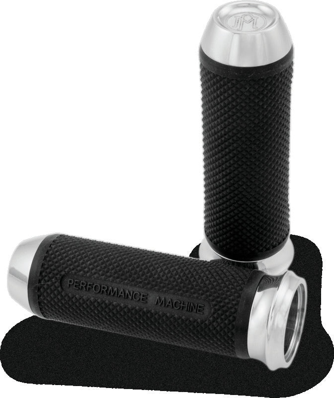 Performance Machine Handle Grip Set - Elite Cable - Chrome Grips Performance Machine