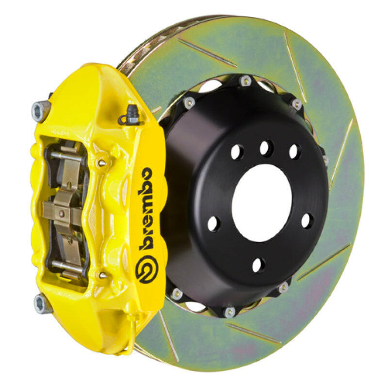 Brembo 97-04 986 Boxster Rear GT BBK 4 Piston Cast 345x28 2pc Rotor Slotted Type-1- Yellow Brake Kits - Performance Slot Brembo