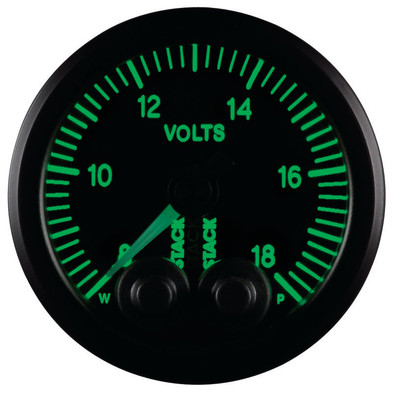 Autometer Stack 52mm 8-18V Pro-Control Battery Voltage Gauge -Black Gauges AutoMeter