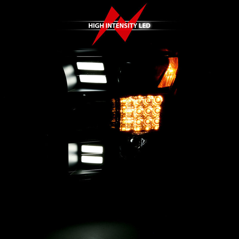 ANZO 15-17 Ford F-150 Project Headlights w/ Plank Style Design Black w/ Amber Sequential Turn Signal Headlights ANZO
