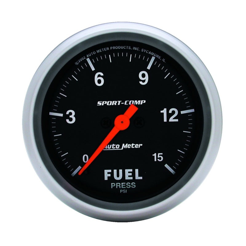 AutoMeter Gauge Fuel Pressure 2-5/8in. 15PSI Digital Stepper Motor Sport-Comp Gauges AutoMeter