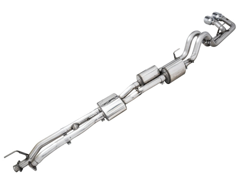 AWE Tuning 16-22 Toyota Tacoma 0FG Cat-Back Exhaust w/ BashGuard - Dual Chrome Silver Tips Catback AWE Tuning