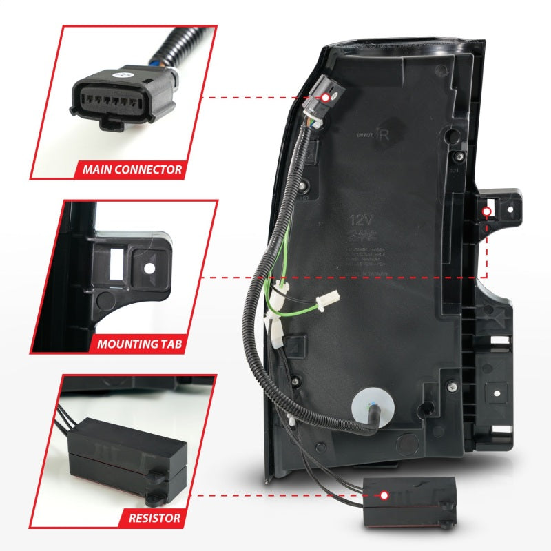 ANZO 15-20 Chevrolet Tahoe Sequential LED Tube Taillights Black Tail Lights ANZO