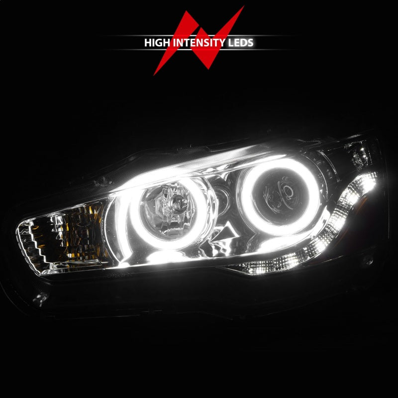 ANZO 2008-2015 Mitsubishi Lancer Projector Headlights w/ Halo Chrome (CCFL) Headlights ANZO
