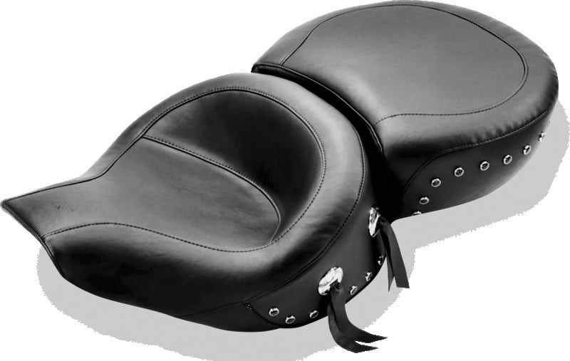 Mustang 94-96 Harley Road King Standard Touring 1PC Seat w/Black Pearl Studs - Black One-Piece Motorcycle Seats Mustang Motorcycle