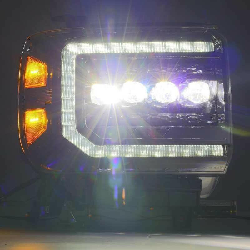 AlphaRex 14-18 GMC Sierra NOVA LED Proj Headlights Plnk Style Alpha Blk w/Activ Light/Seq Signal/DRL Headlights AlphaRex