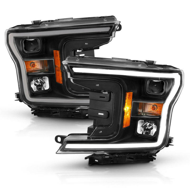 ANZO 2018-2019 Ford F-150 Projector Plank Style H.L. Black Amber (Without Switchback) Headlights ANZO