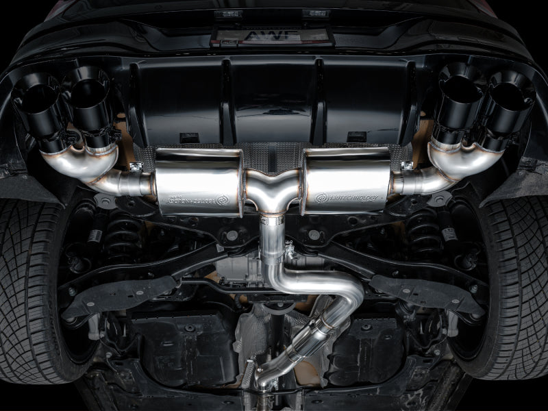 AWE MK8 Volkswagen Golf R 3in Touring Edition Quad Exhaust - Diamond Black Tips Catback AWE Tuning