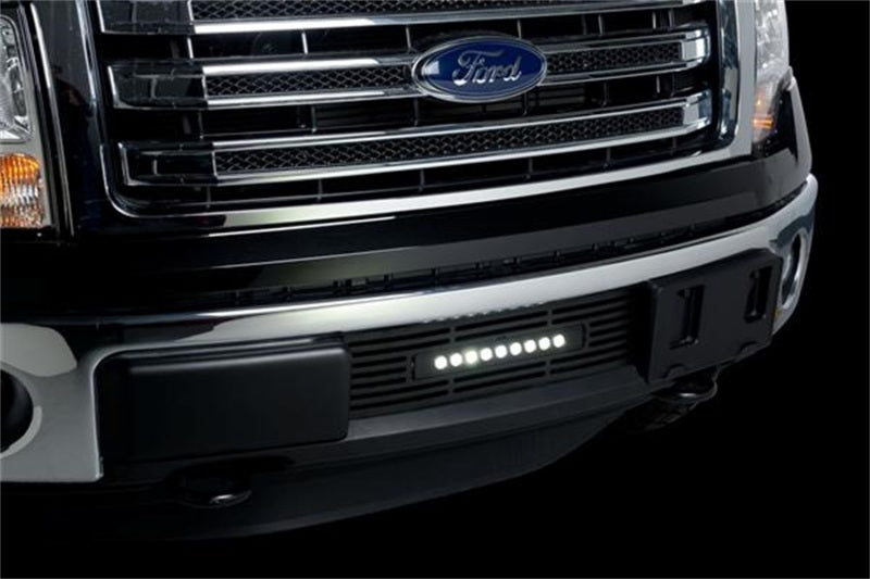 Putco 11-14 Ford F-150 - EcoBoost Bumper Grille Inserts - Black SS Bar and 10in Luminix Light Bar Grilles Putco