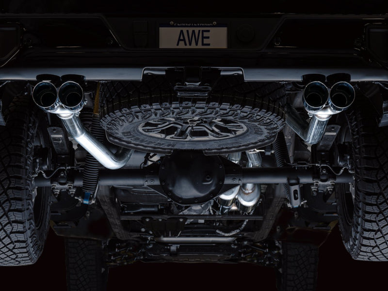 AWE Tuning 22-23 GMC Sierra 1500 AT4X 6.2L 0FG Catback Split Dual (Flat Bumper) - Chrome Silver Tips Catback AWE Tuning