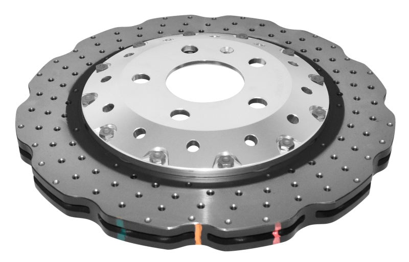 DBA 2014+ Audi RS Q3 Front 5000 Series Cross Drilled & Dimpled Rotor w/Clear Anodized Hat Brake Rotors - 2 Piece DBA