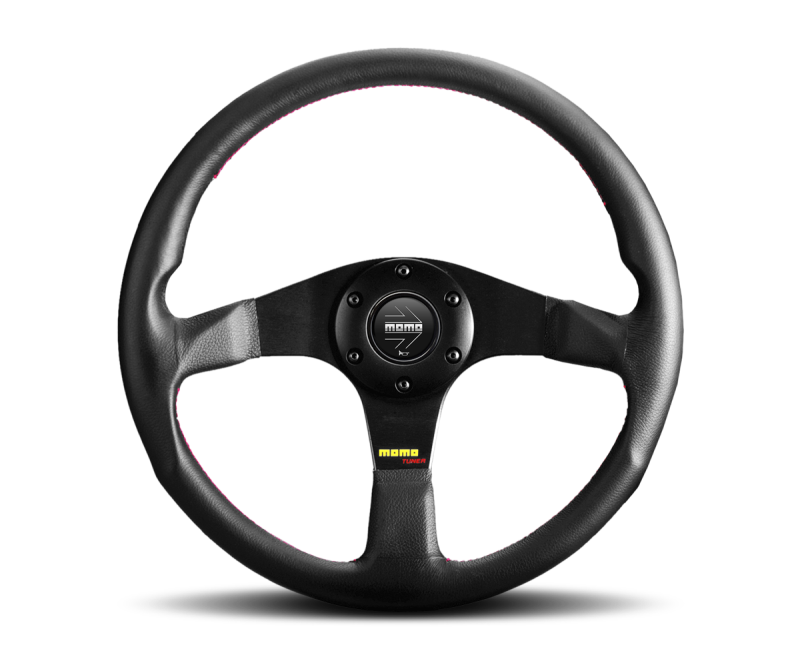 Momo Tuner Steering Wheel 350 mm - Black Leather/Red Stitch/Black Spokes Steering Wheels MOMO